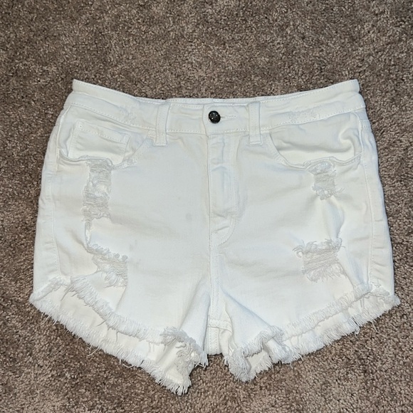 Studio Blue High Rise Distressed Frayed Hem Shorts - Picture 1 of 3